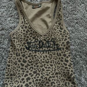 Von Dutch Olive and Black Tank Top